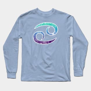 Cancer Zodiac Symbol in Magical Mermaid Colors Long Sleeve T-Shirt